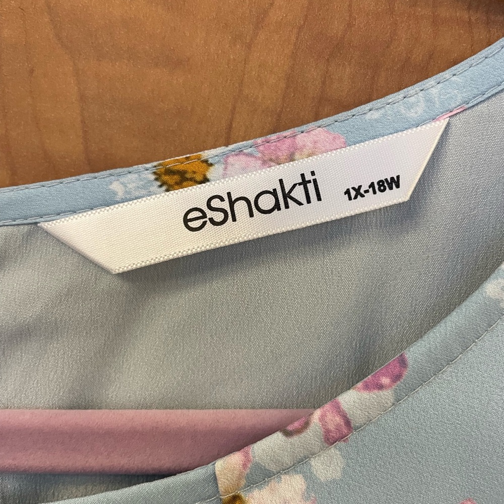 eShakti Light Blue Floral Dress w/pockets - Picture 3 of 6